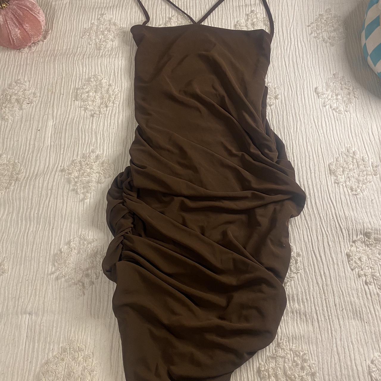 small brown mini dress, only wore few times - Depop