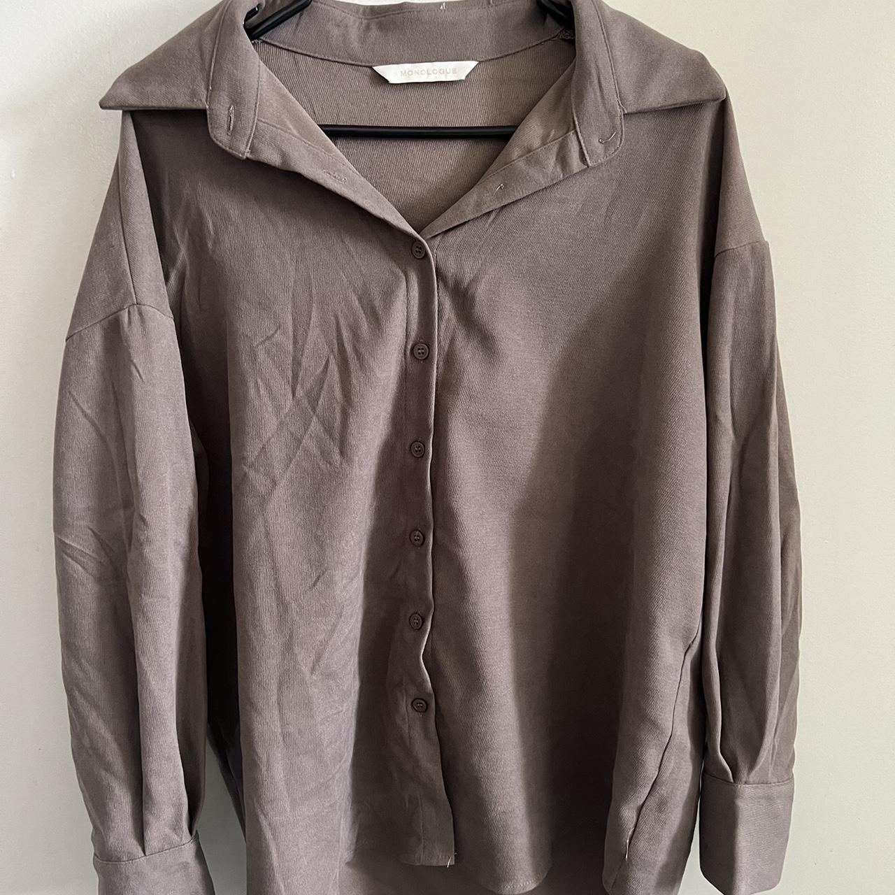 Oversized brown button up shirt. Bought from Korea... Depop