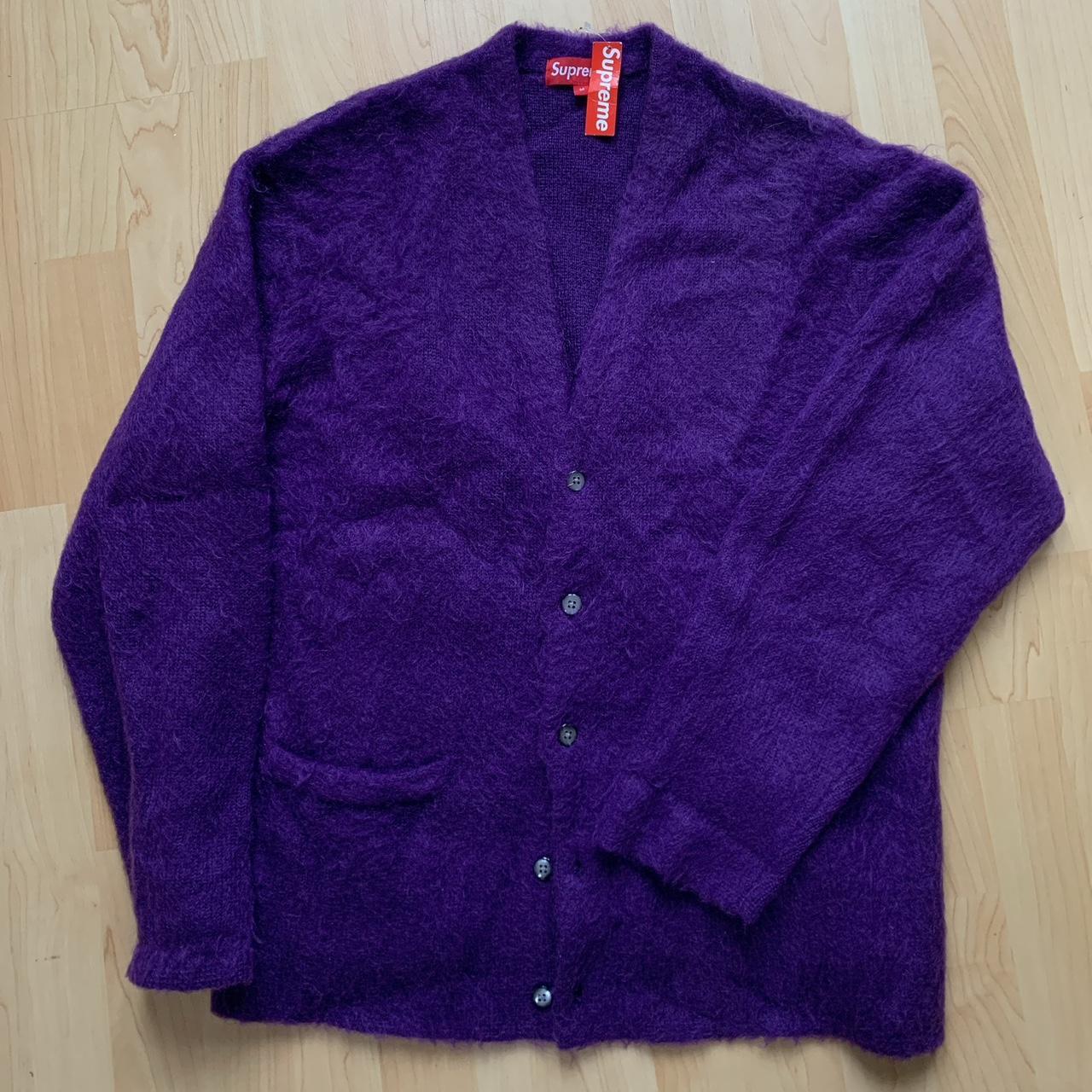 Supreme brushed mohair cardigan (purple) worn only... - Depop