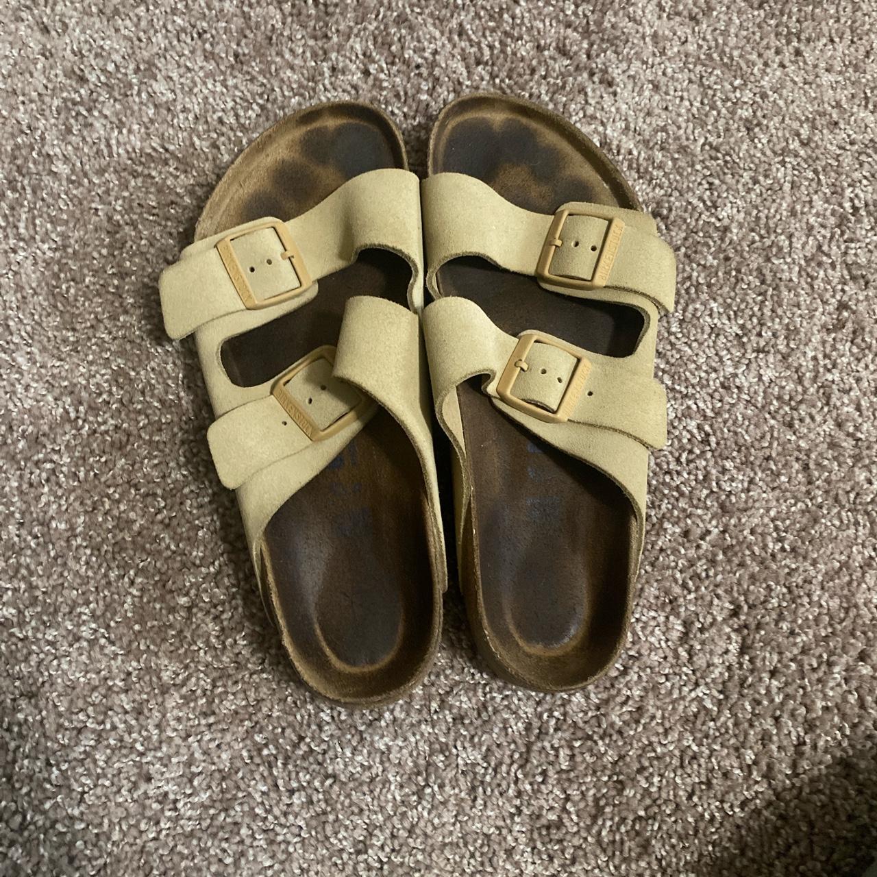 tan/beige birkenstocks - Depop