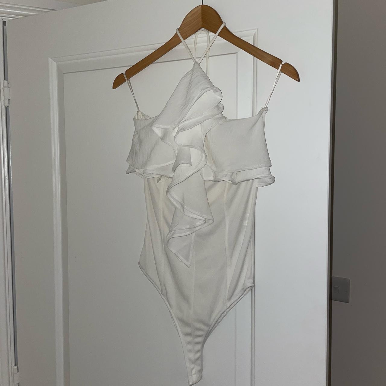 Zara white neck frill halterneck bodysuit. Brand new... Depop