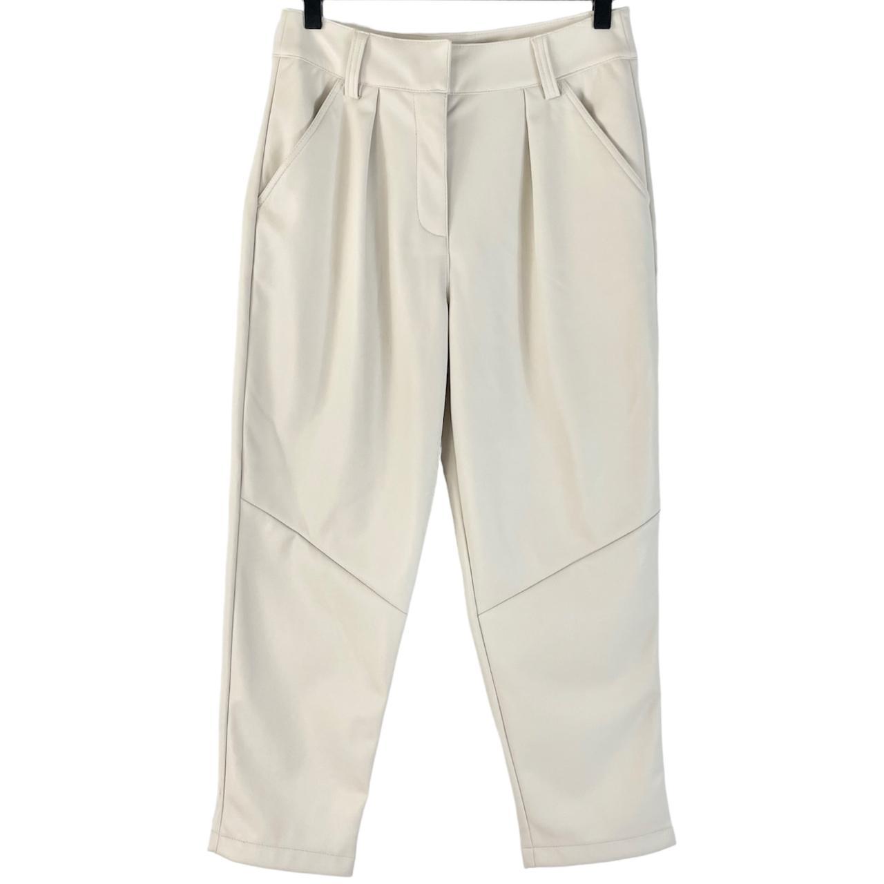 Womens Trousers Petite Beige Leather Trousers New Topshop Faux