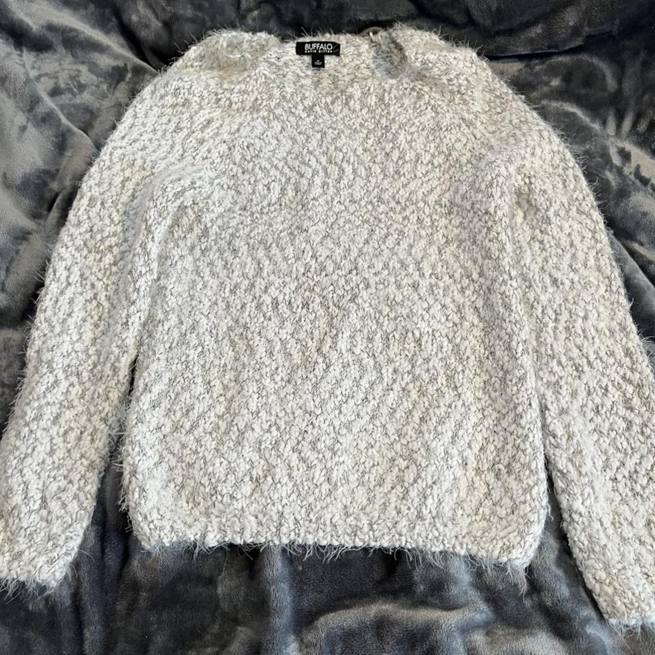 Buffalo David Bitton Womens Grey And White Jumper Depop