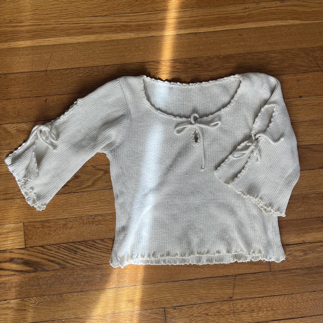 Cutest Knit White Sweater! Has Gaps On The Sleeves... - Depop