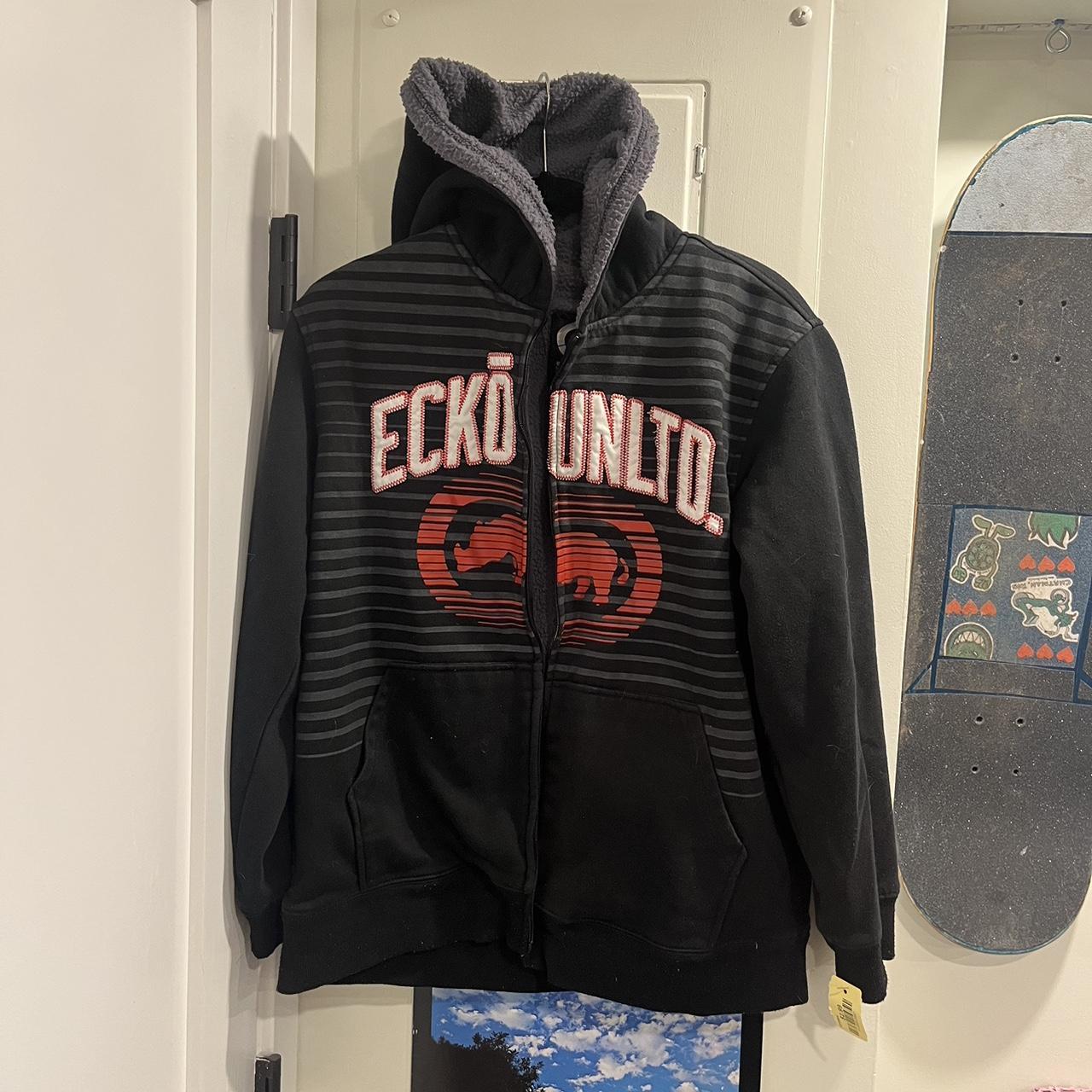 Sherpa lined y2k ecko untld hoodie size large... - Depop