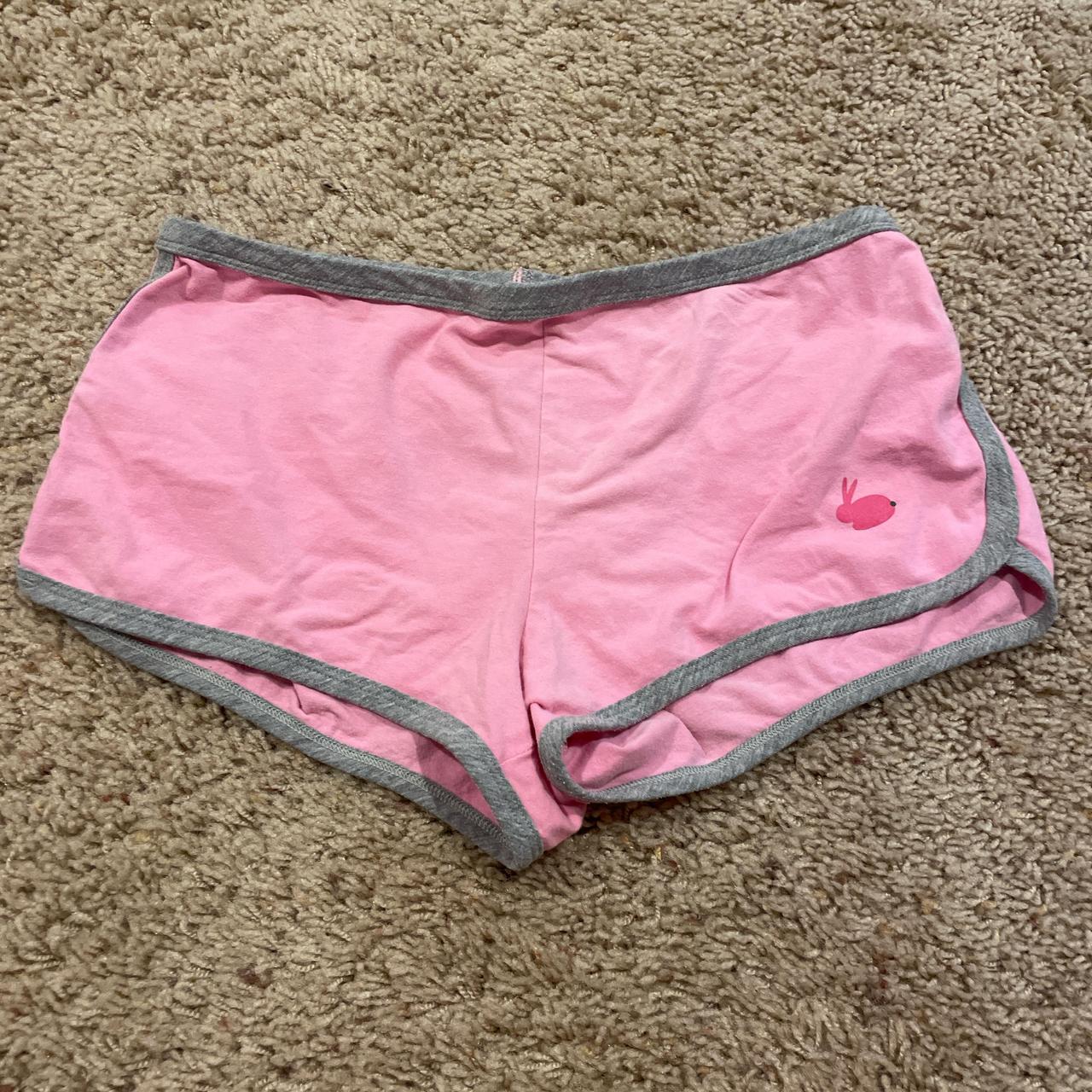 Kids grey/pink/white shorts with built in underwear - Depop