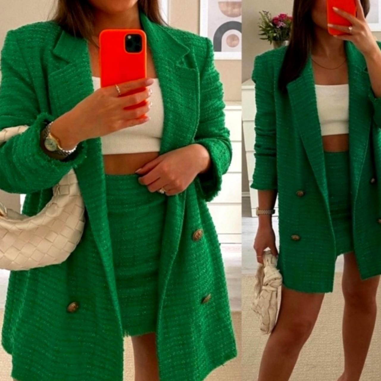 Zara Women's Green Suit Depop