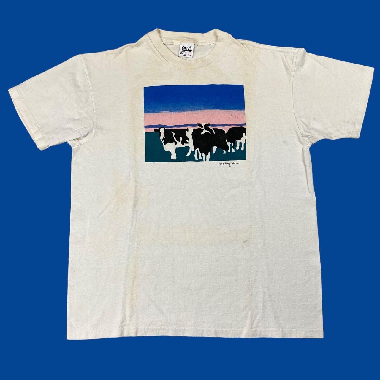 VINTAGE 1988 WOODY JACKSON ART T SHIRT SUNRISE USA... Depop