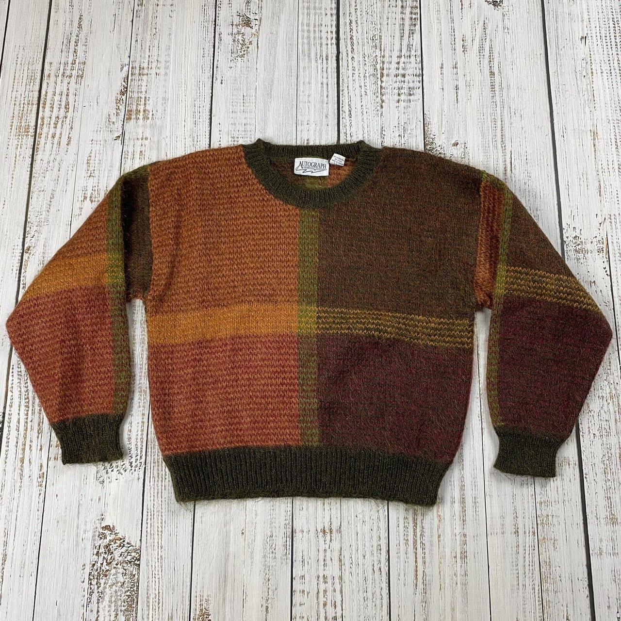 VTG 80S AUTOGRAPH MOHAIR BLEND SWEATER CHECK AUTUMN... - Depop