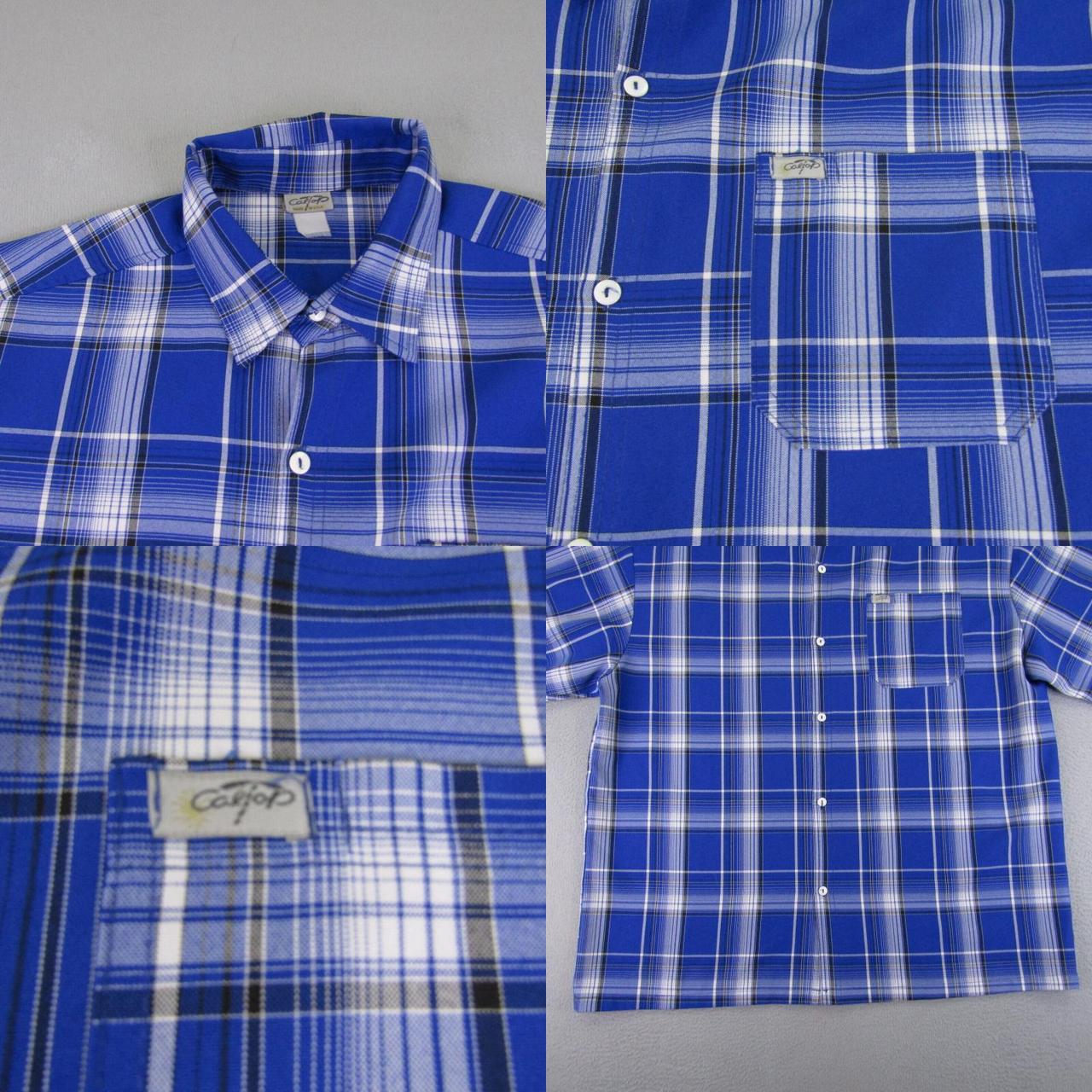 Vintage CalTop Shirt Mens 3XL Blue White Plaid... - Depop