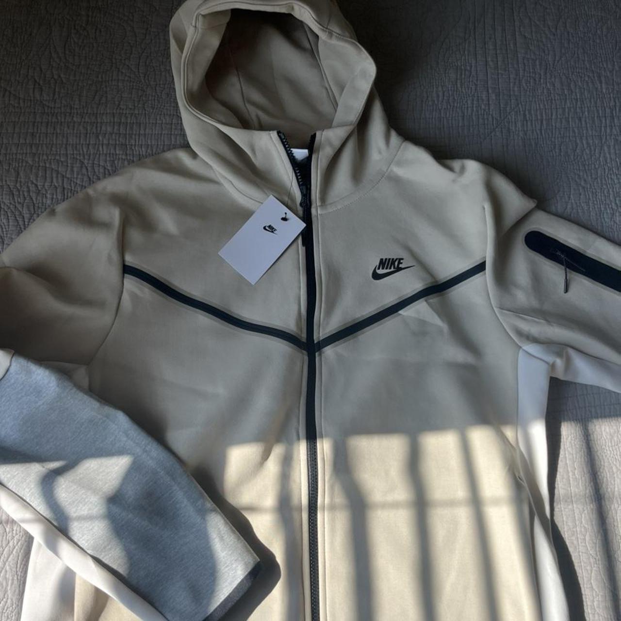 Nike Tech Fleece Men's Full Zip Hoodie - Beige Large... - Depop