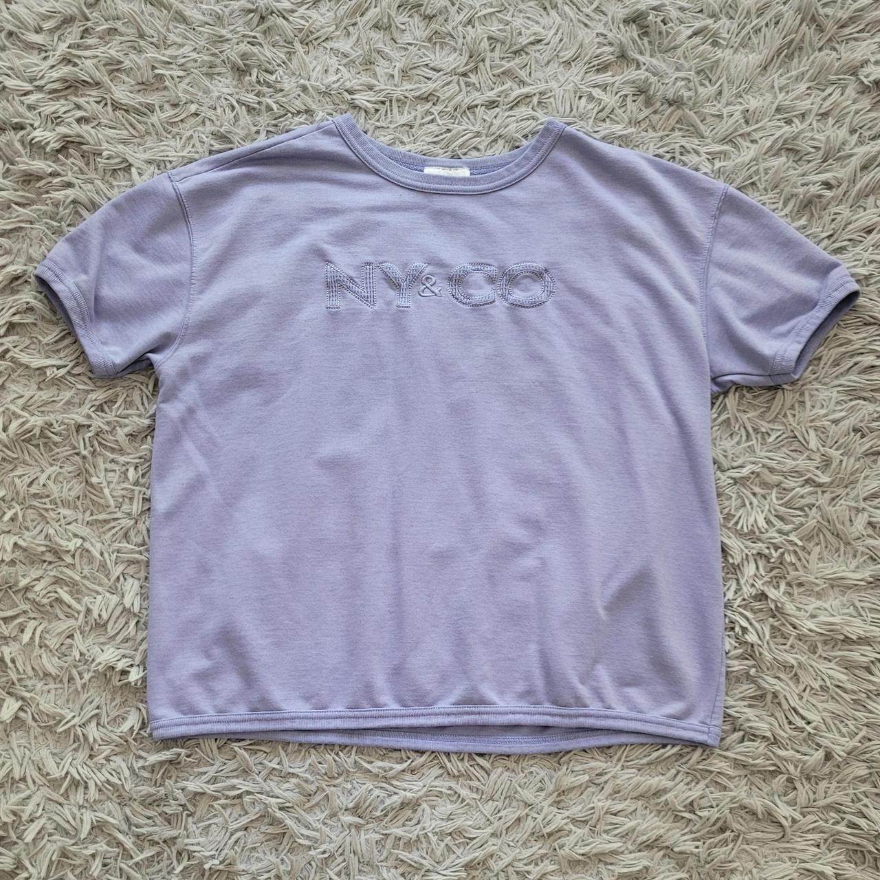 New York & Company Women's Purple and Grey T-shirt | Depop