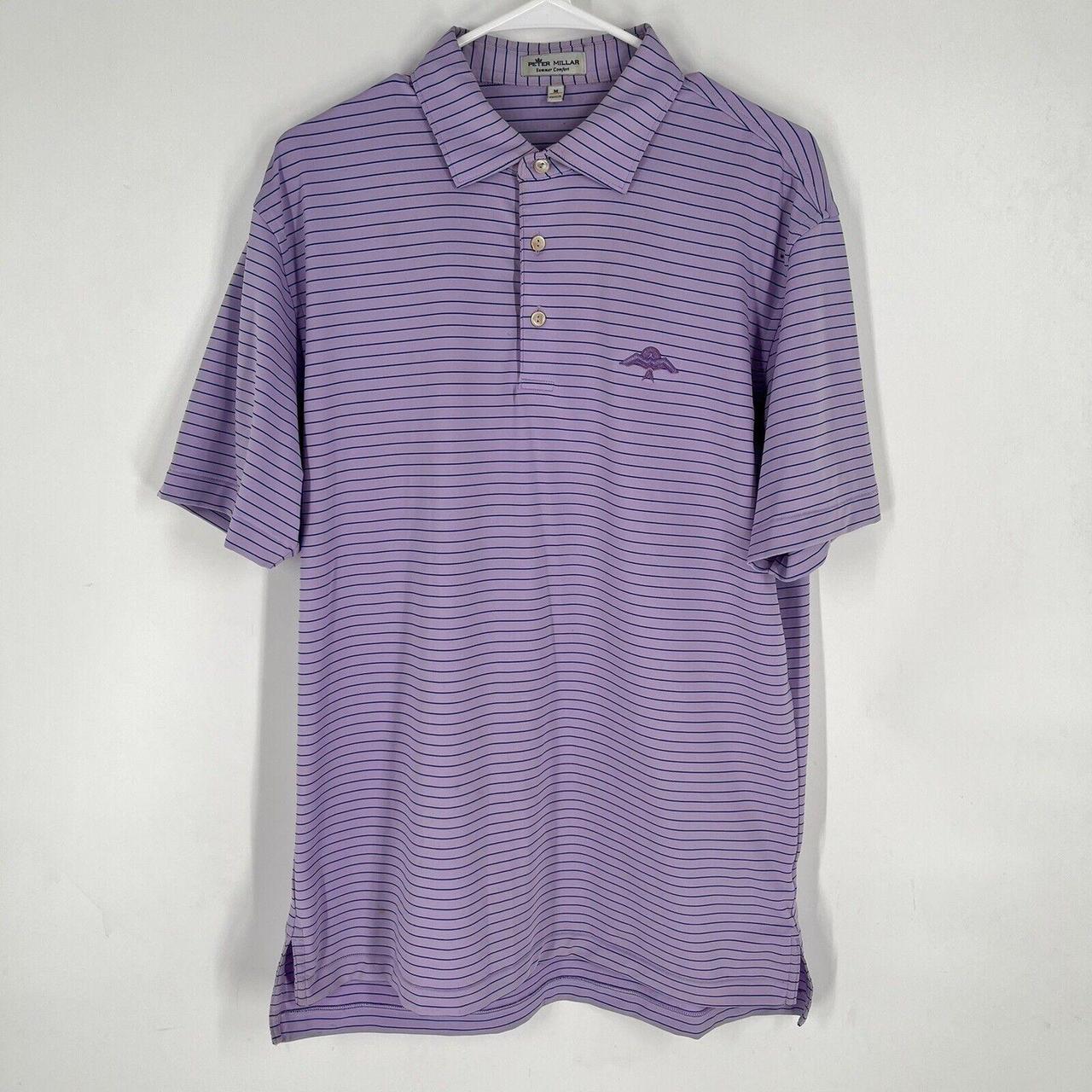 Peter Millar Mens Purple Striped Custom Patch Golf... - Depop