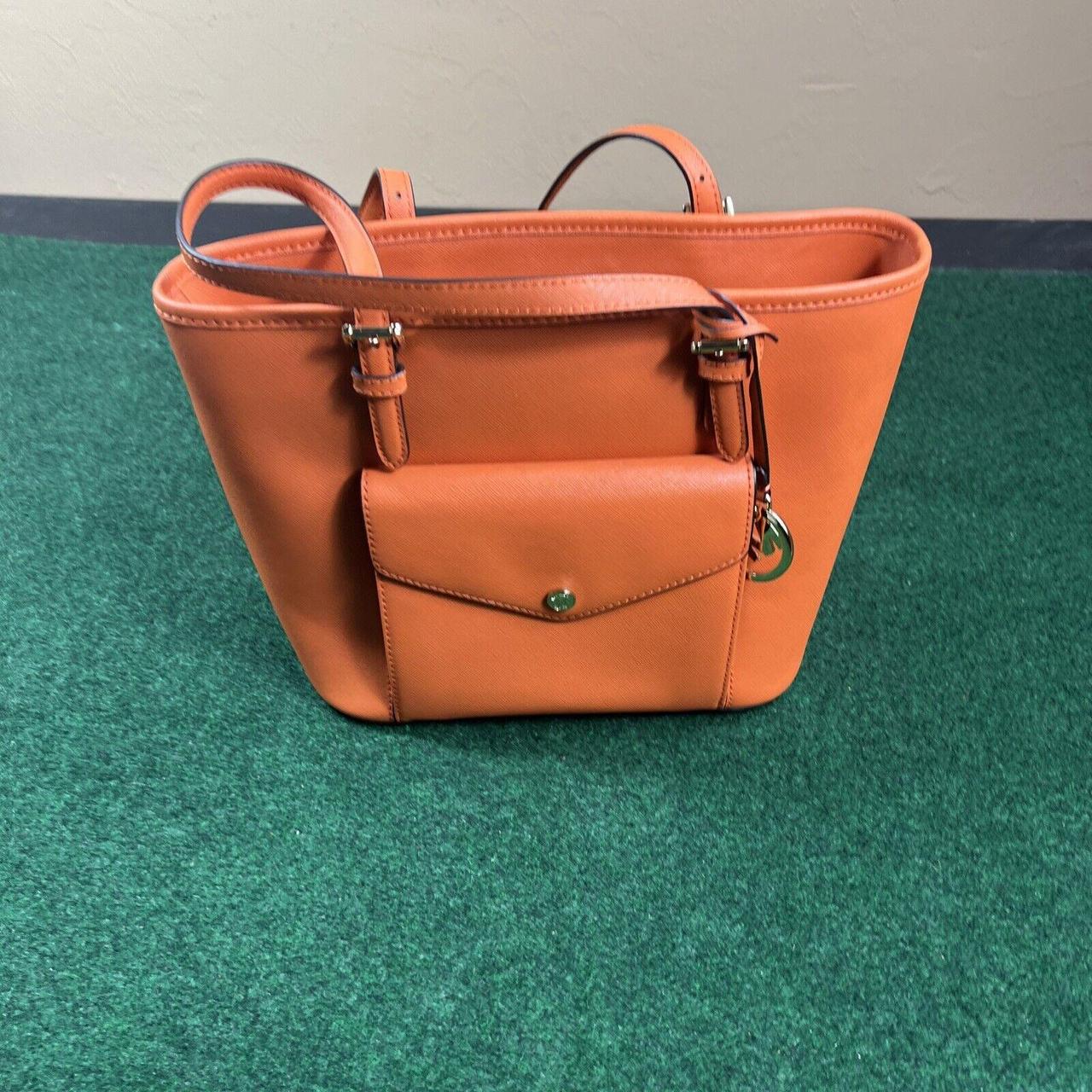 MICHAEL KORS TOTE Medium JET SET Leather Tangerine Depop