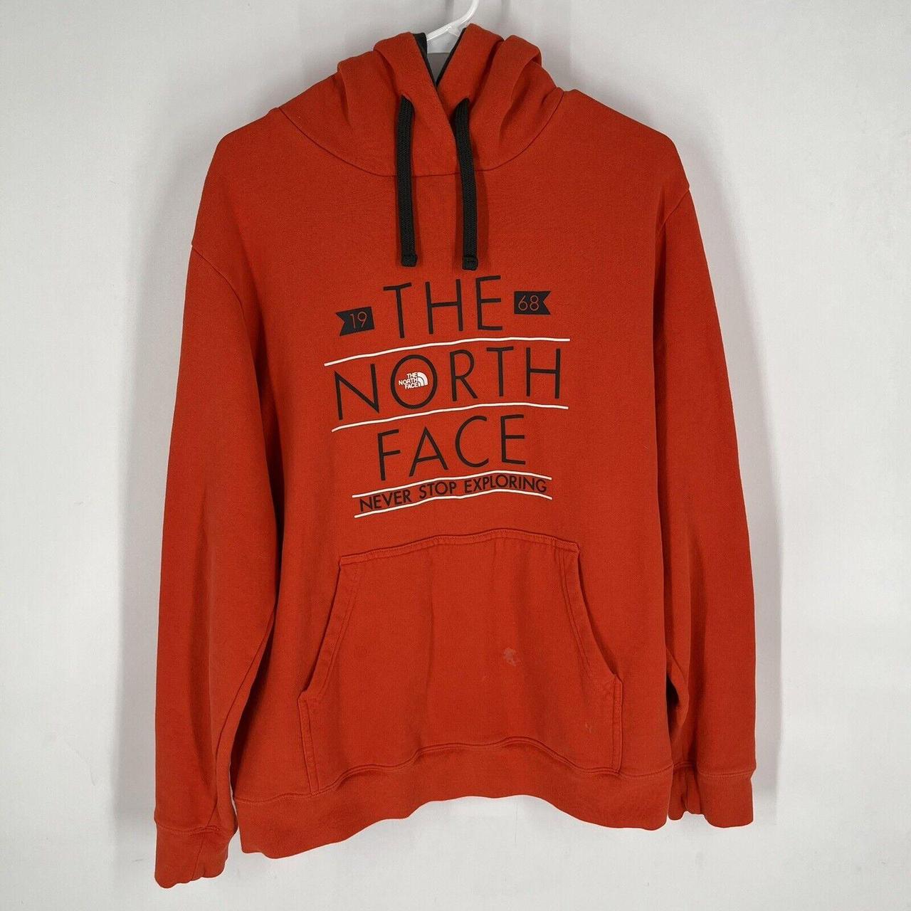 The North Face Hoodie Mens Orange Pullover Hoodie... Depop