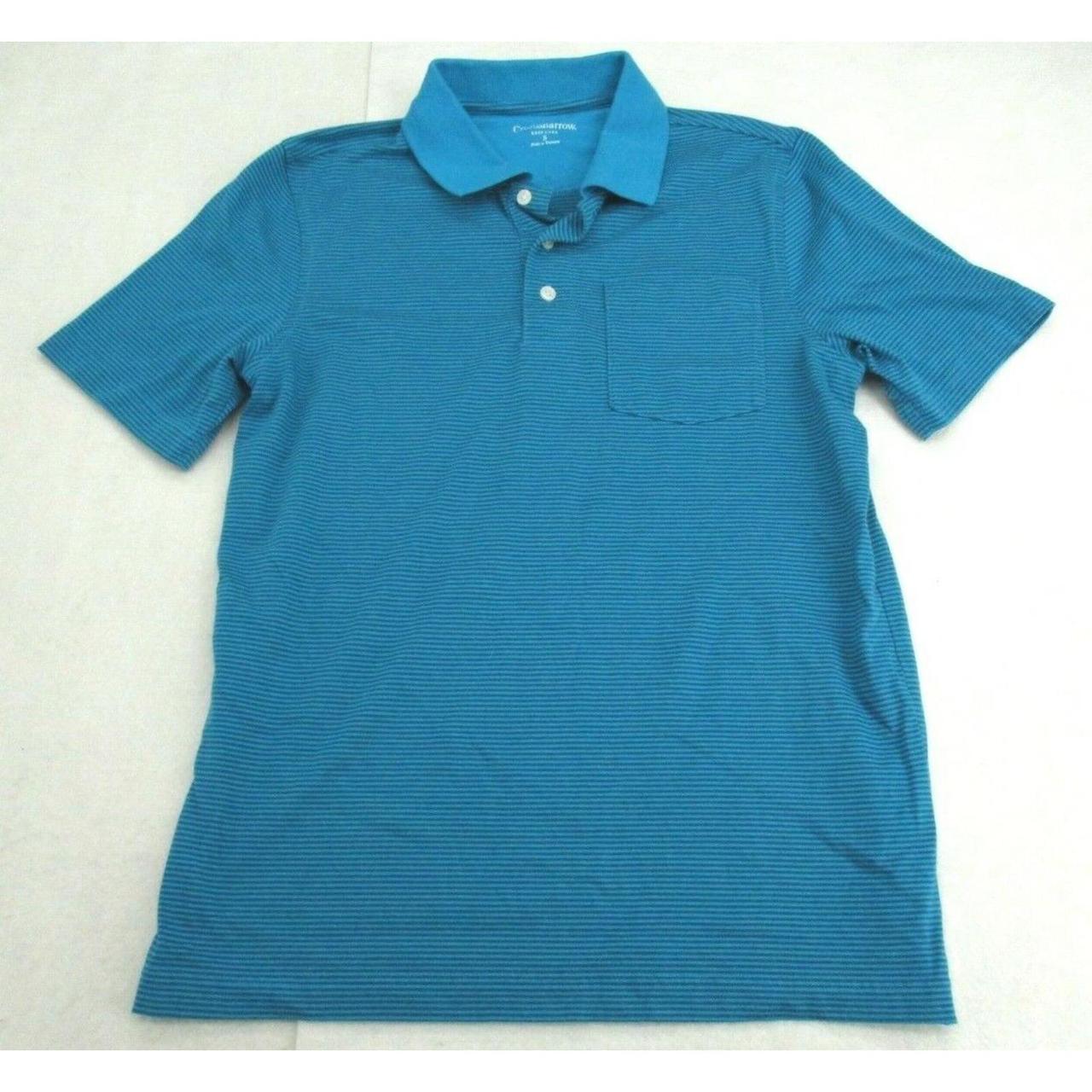 Croft Barrow Mens Easy Care Blue Short Sleeve Polo Depop