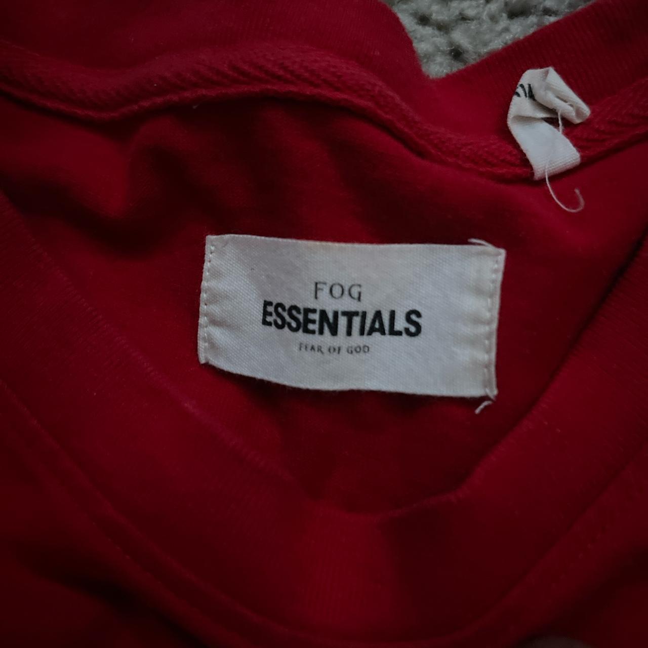 Red Fear Of God Essentials Shirt had this since 2019... - Depop