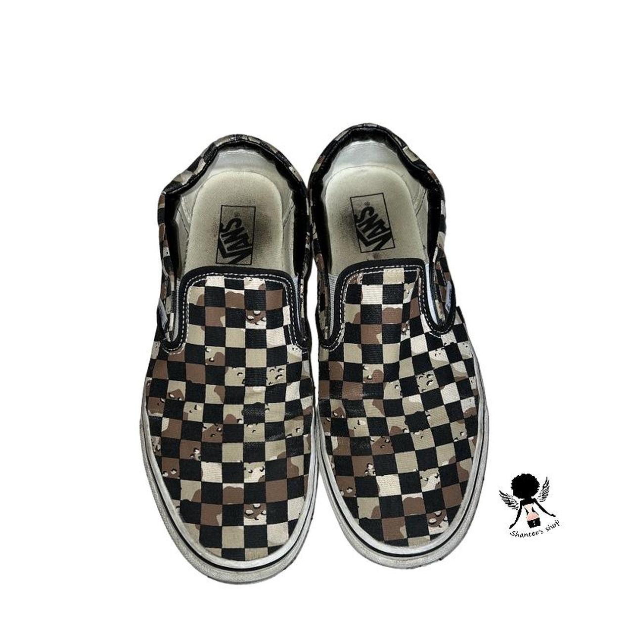 Black and tan checkered vans best sale