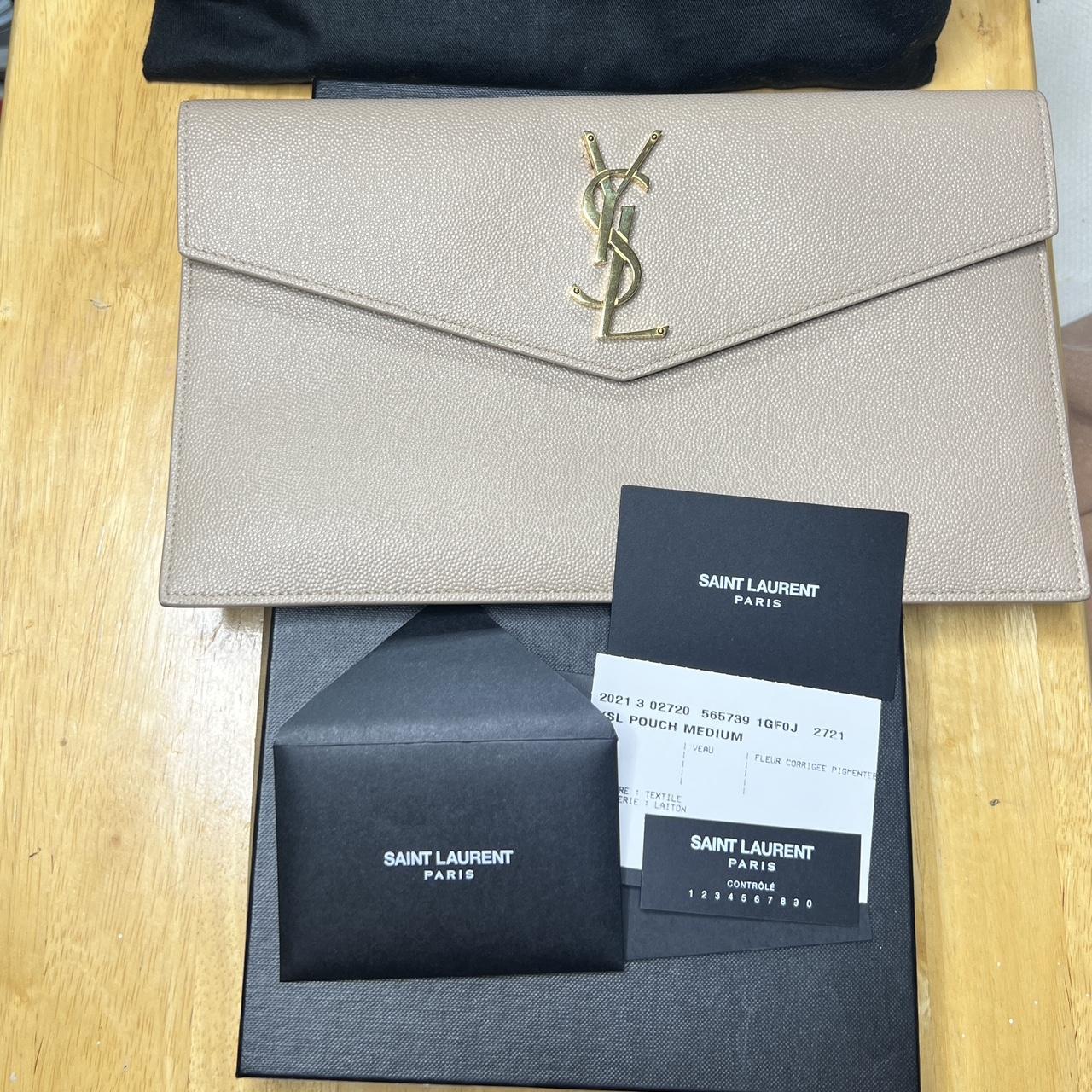 YSL beige tan clutch brand new comes with box and dustbag