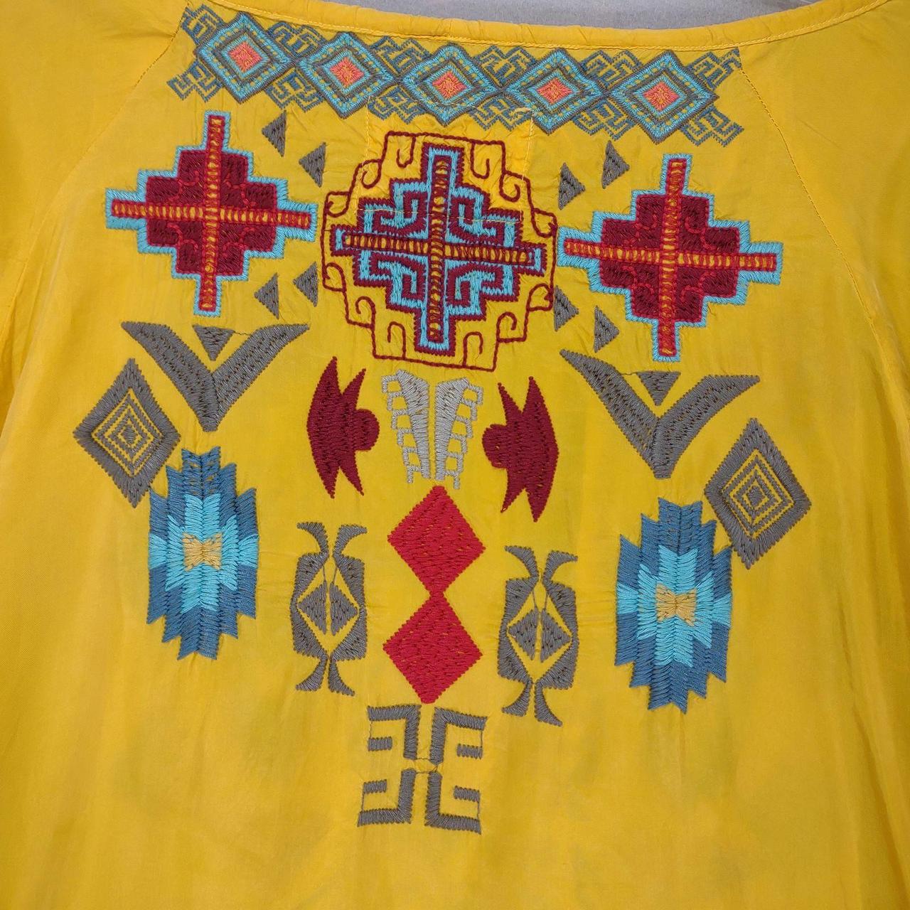 Johnny Was Ziggy Cupra Blouse Yellow Embroidered, size small good