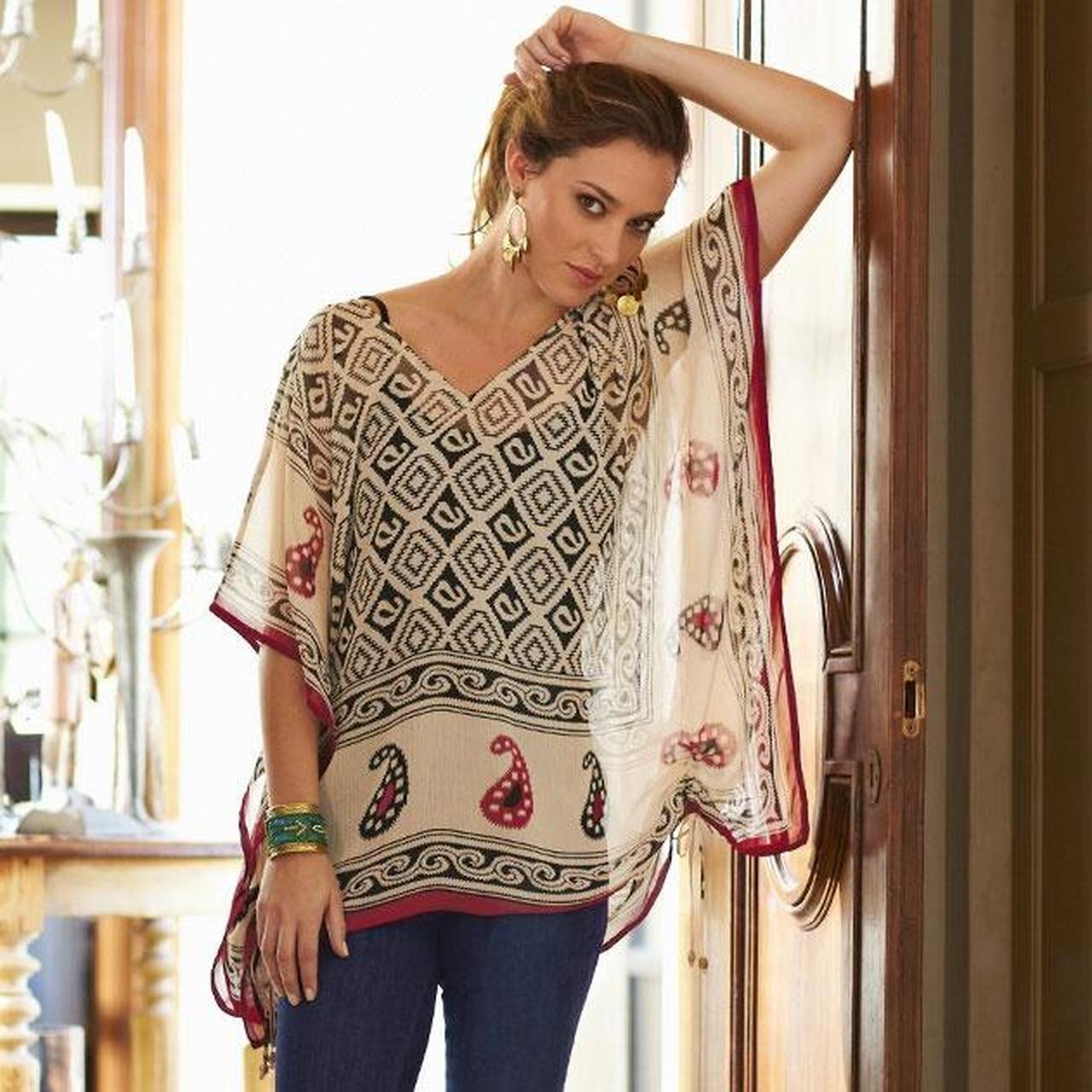 Soft Surroundings Women's Top - Multi/Cream - M –… - image 1