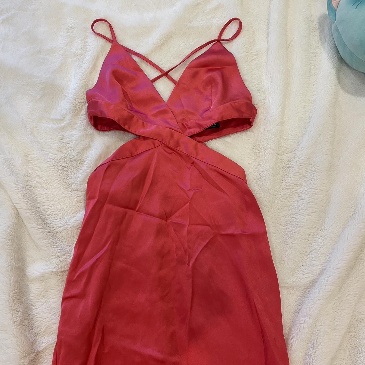 Pink silk zara dress Depop
