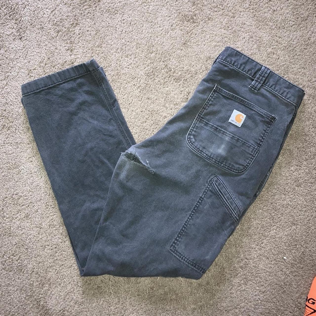Vintage dark grey carhartt pants cargo pants... - Depop