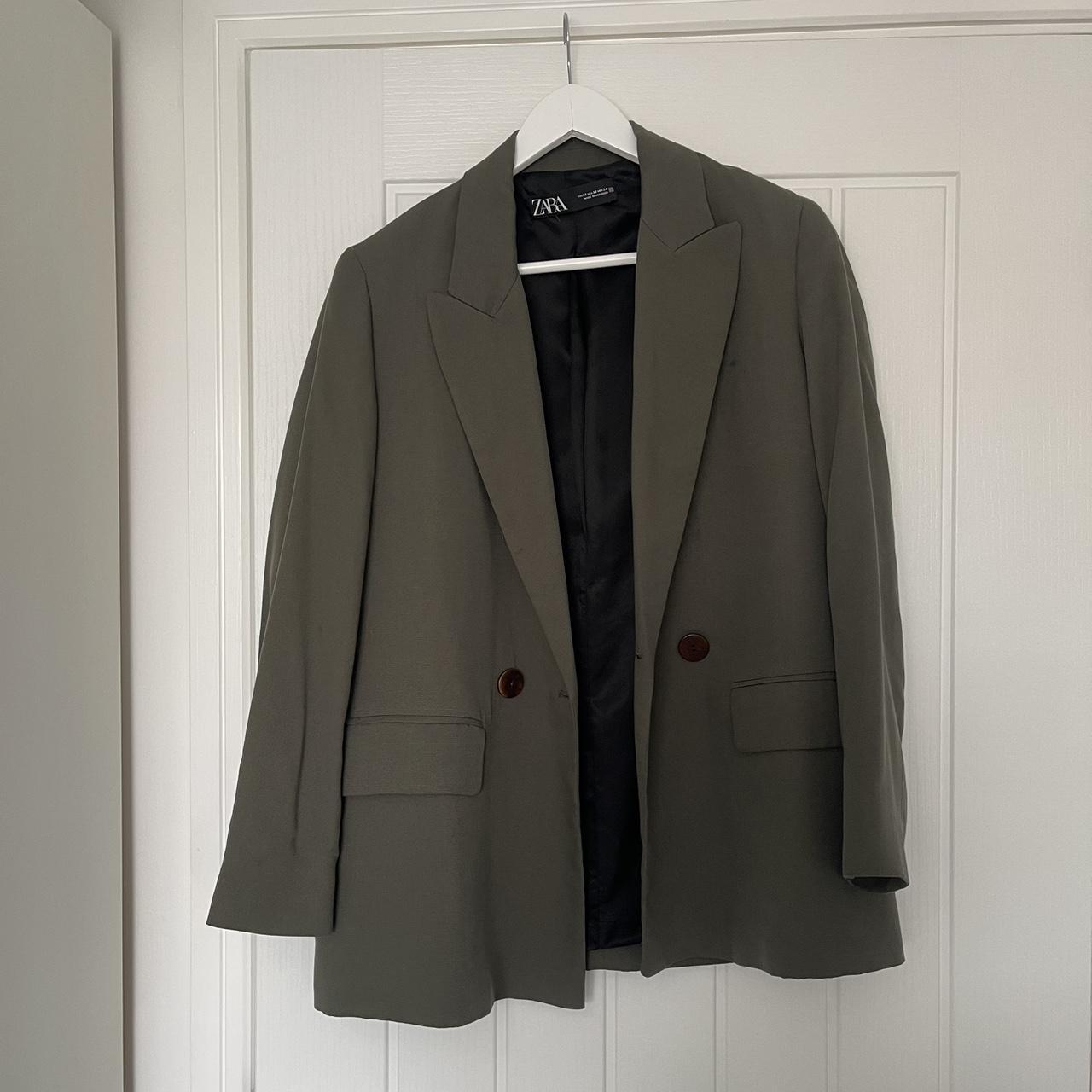 Olive green zara suit with matching oversized blazer... Depop