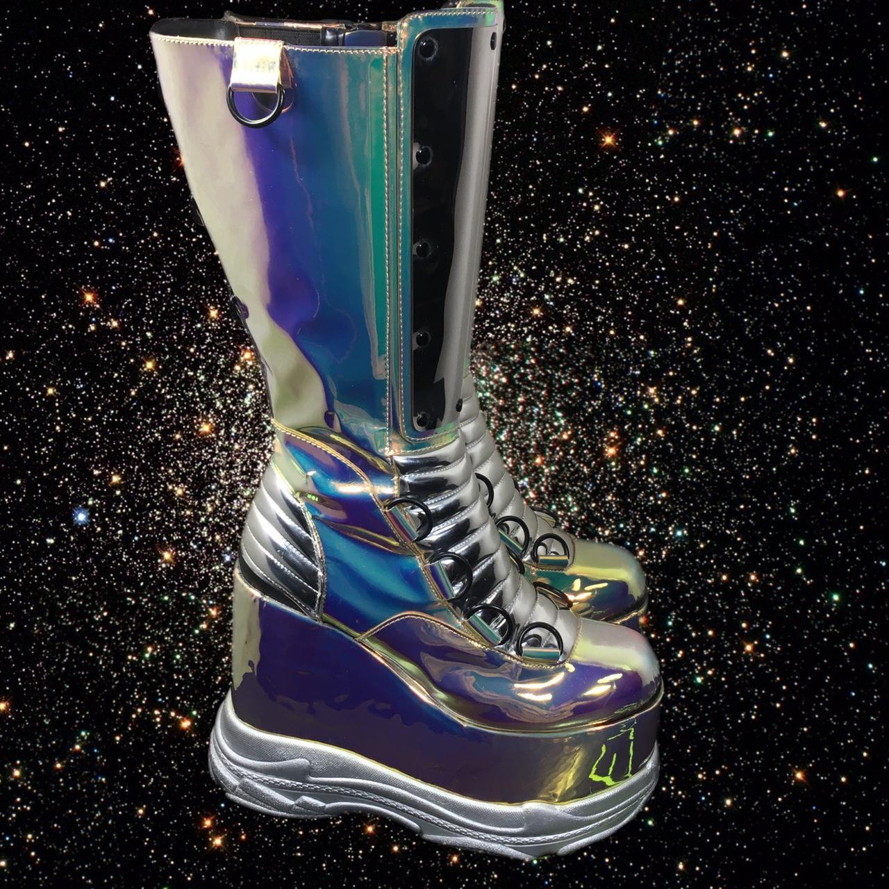 Club Exx Mesmerizer Holographic Platform Boots With Depop 6605