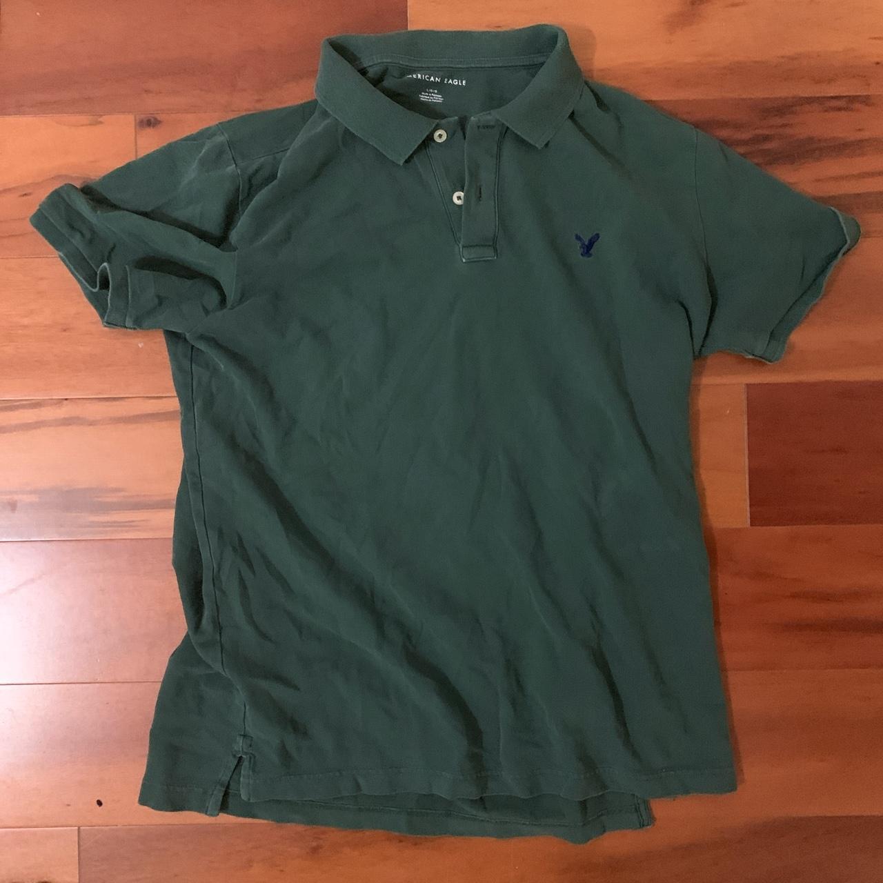 American Eagle Men's Green Poloshirts Depop