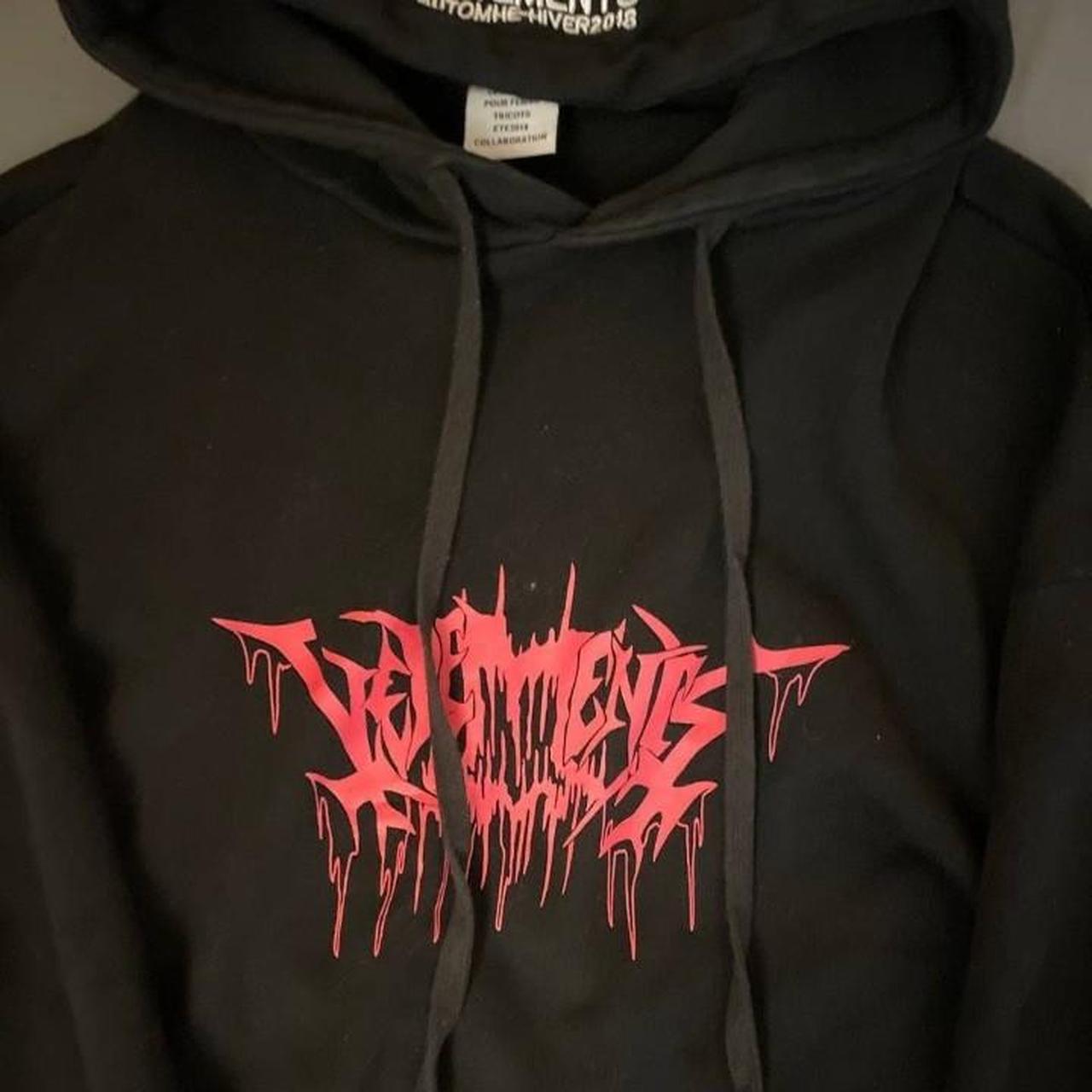 Vetements Men's Black and Red Hoodie | Depop