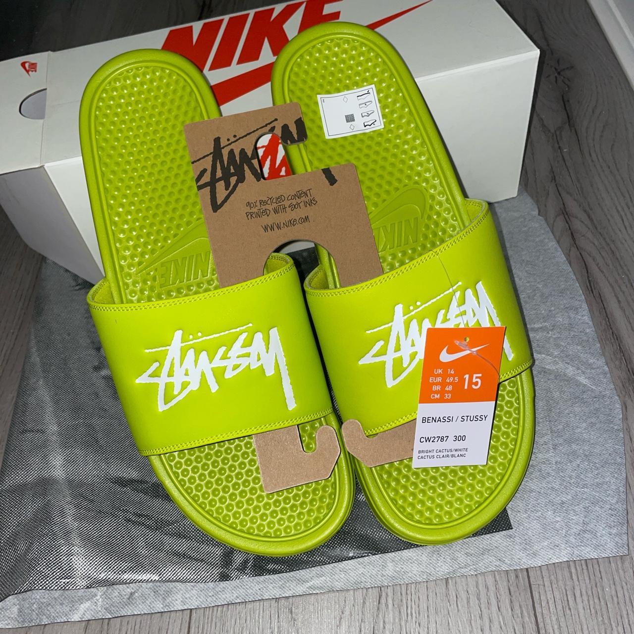 Neon green nike discount slides