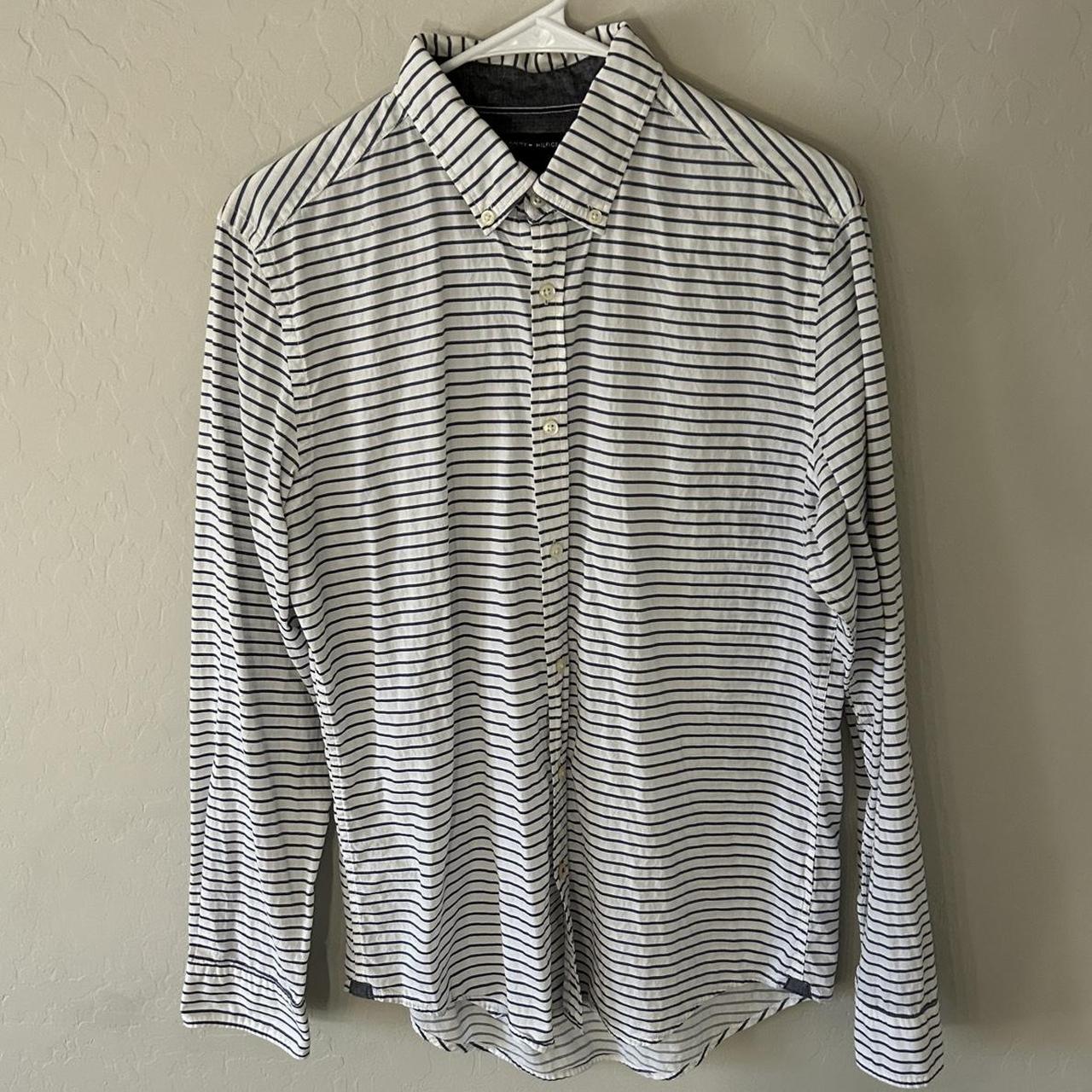 Men’s medium Tommy Hilfiger dress shirt Stripes are... - Depop