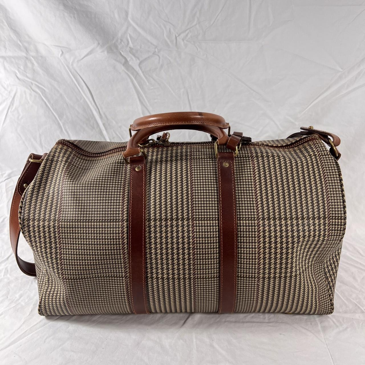 POLO RALPH LAUREN Houndstooth Boston Brown Leather Trim and 