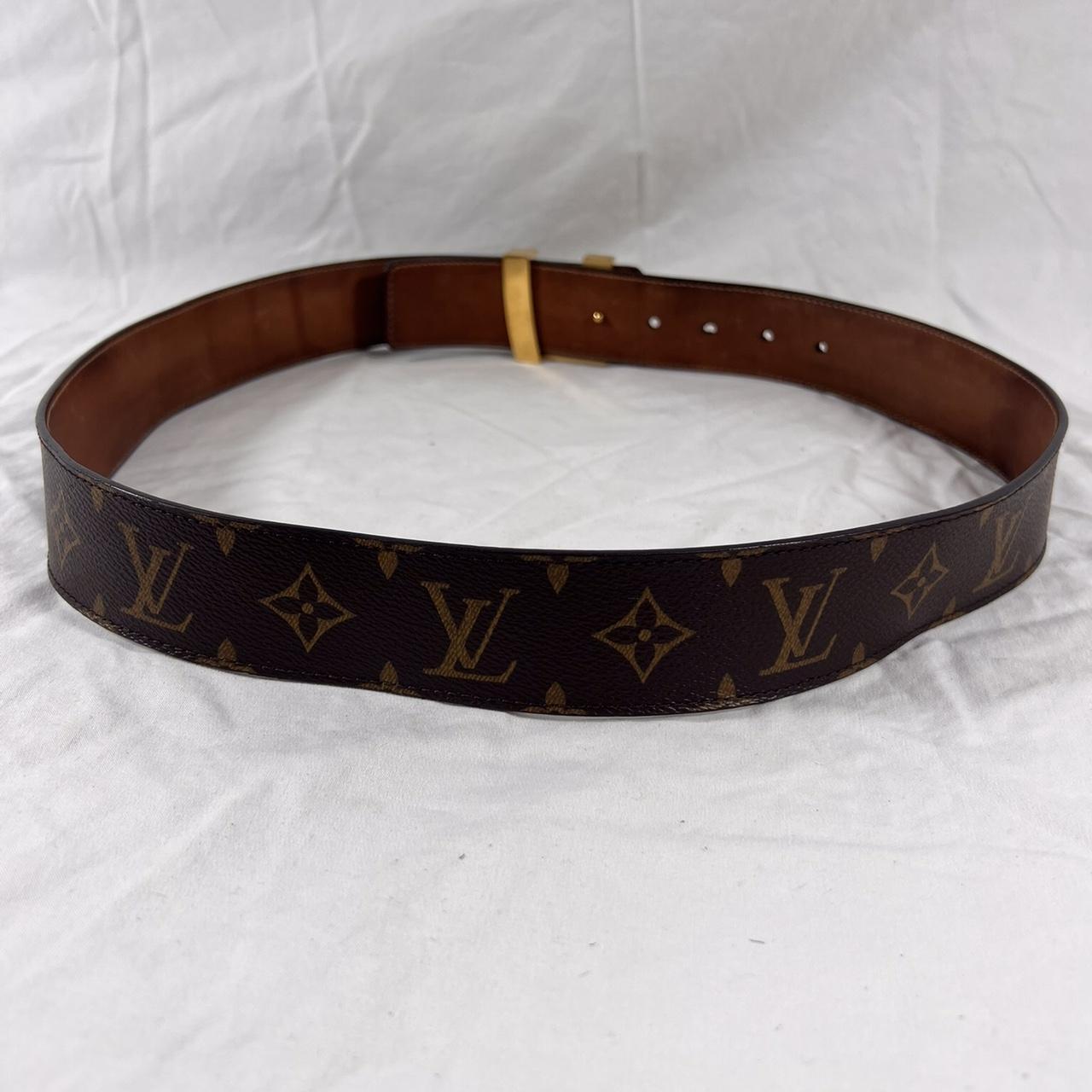 90s Authentic vintage buckle belt Louis Vuitton Inventeur/Gold brown buckle  belt/Design buckle belt LV/Buckle Louis Vuitton buckle