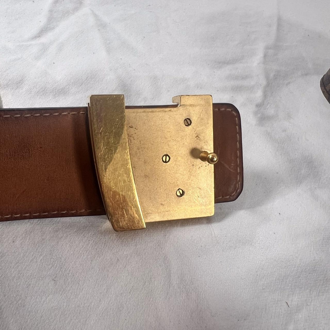 Louis Vuitton Gold Buckle Belt Genuine Leather Brown, Men's
