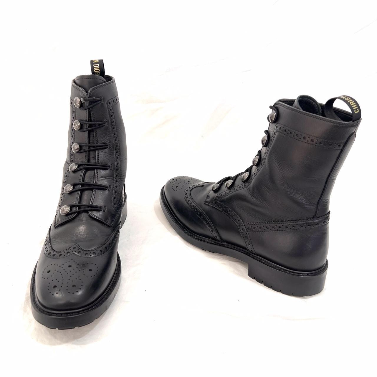 Christian Dior White Leather Combat Boots