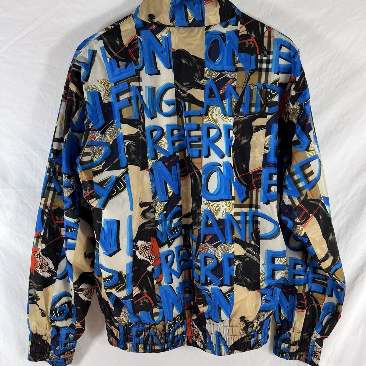 BURBERRY Blue Nylon Men s Graffiti Print Jacket. Depop