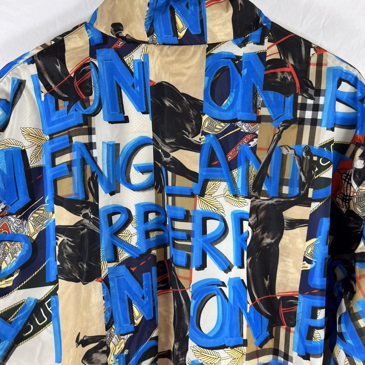 BURBERRY Blue Nylon Men s Graffiti Print Jacket. Depop
