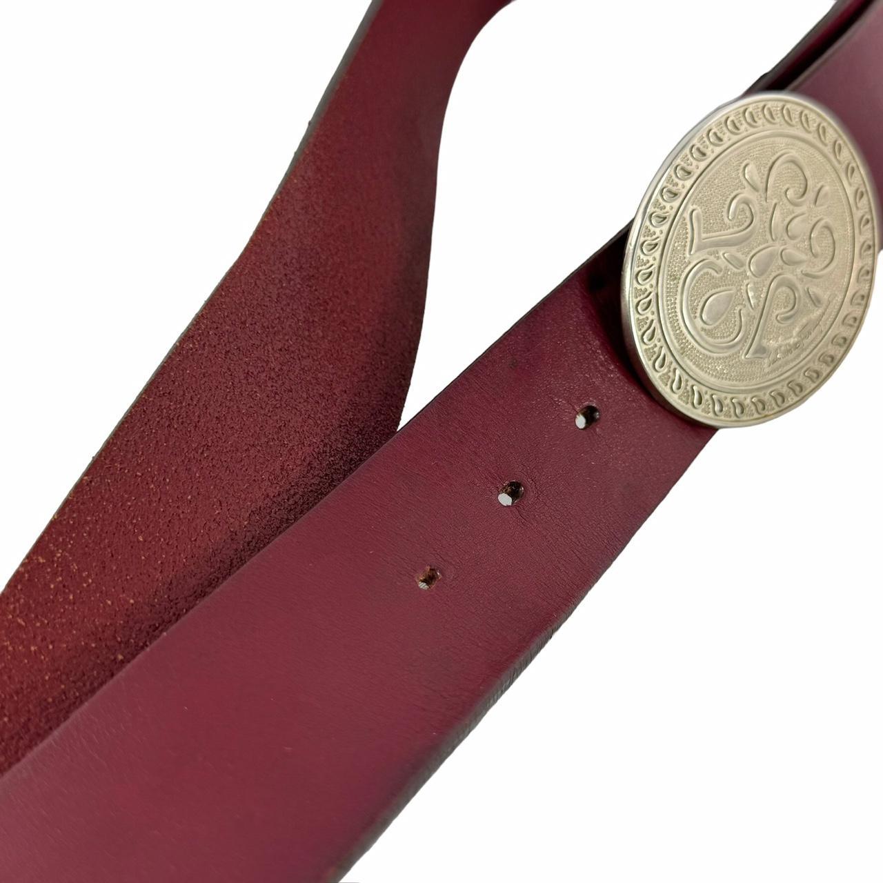 SALVATORE FERRAGAMO Burgundy Leather Medallion