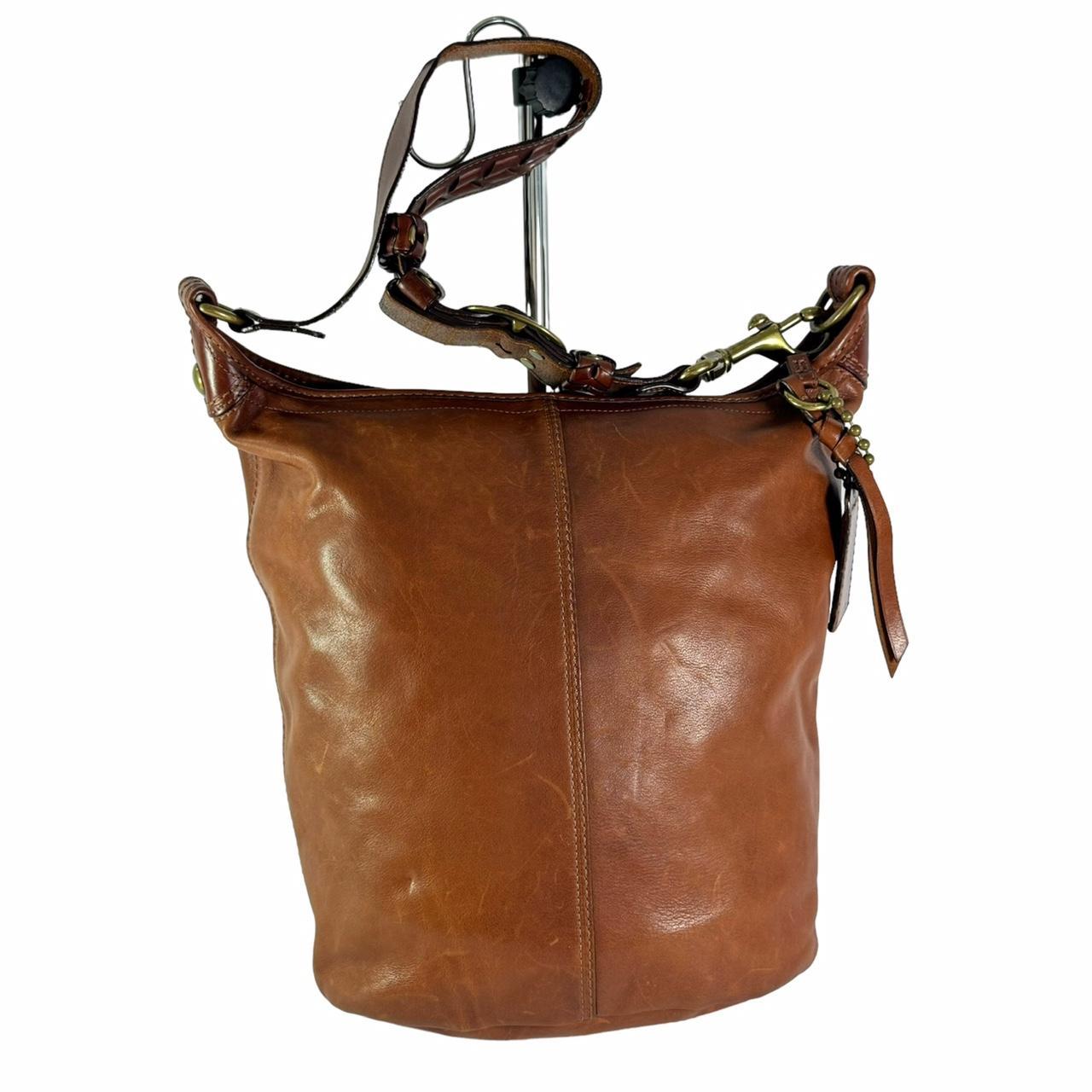 Vintage COACH brown top leather bucket bag