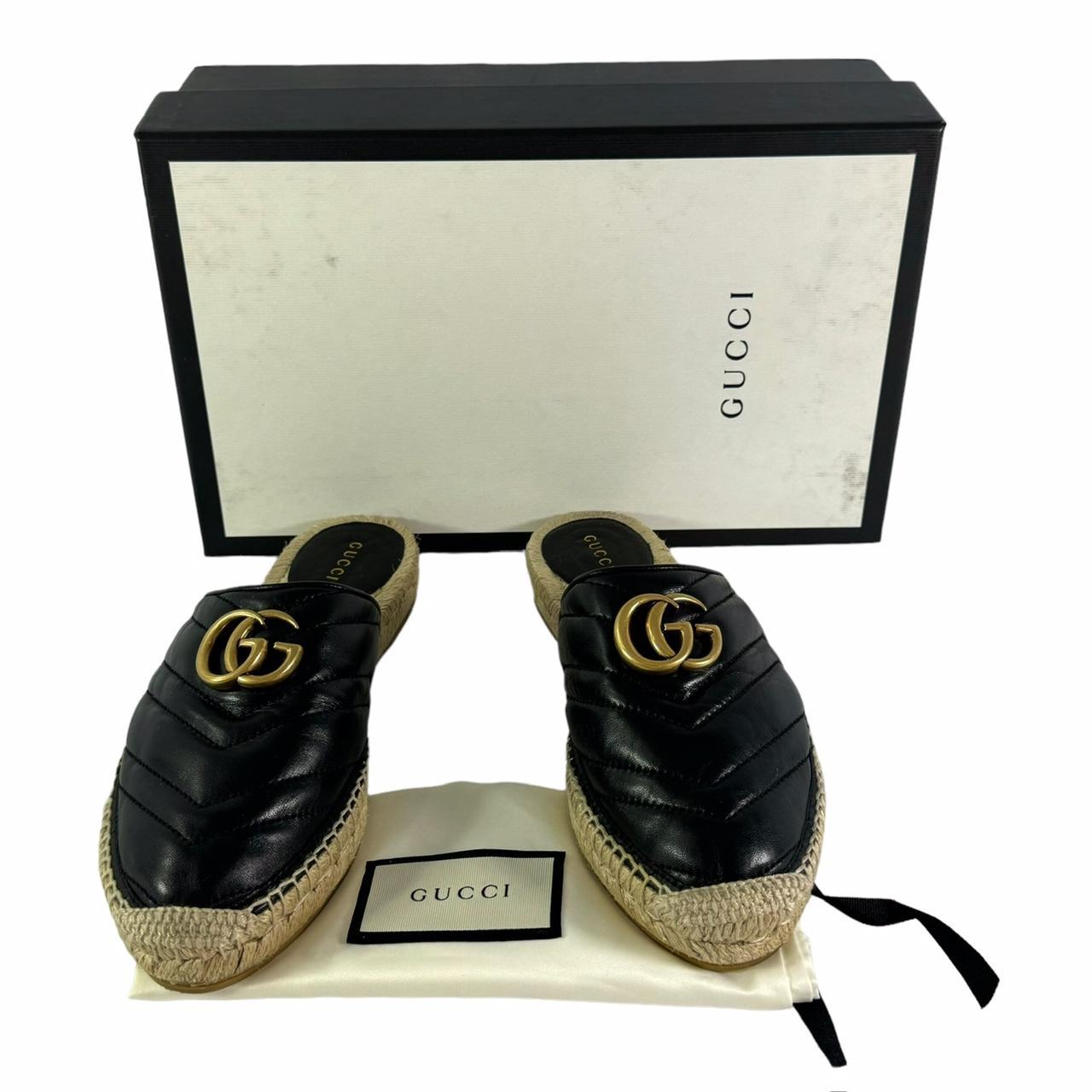 GUCCI 551881 Black Leather GG Marmont Espadrilles | Depop