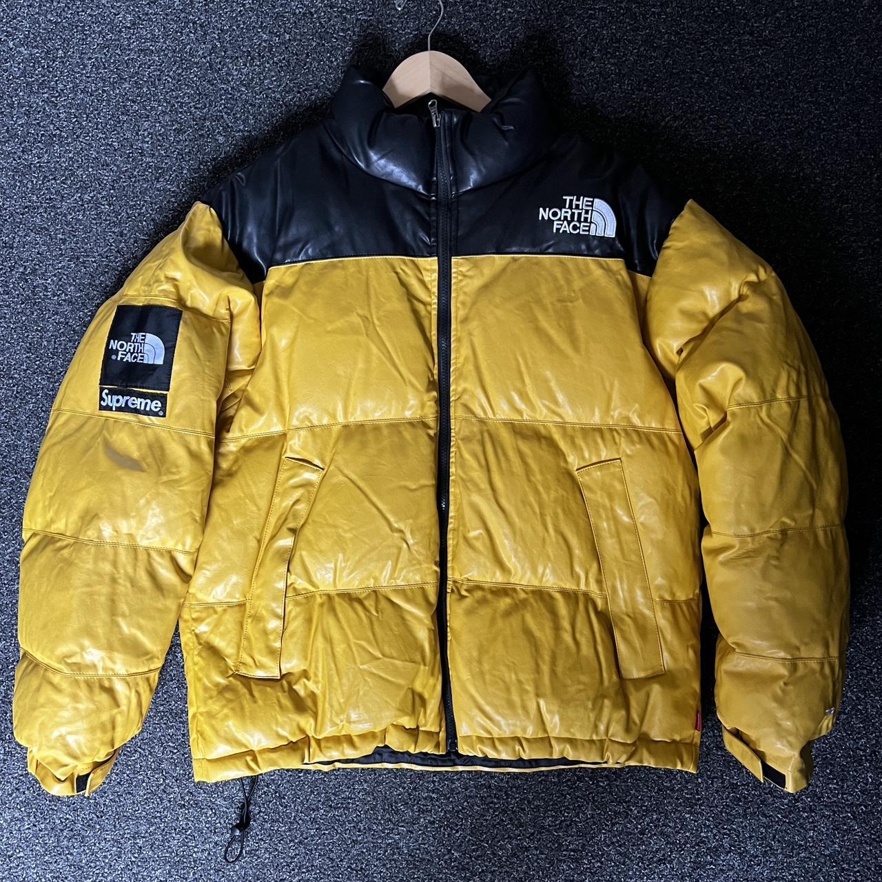 Supreme the north face sale leather nuptse jacket yellow