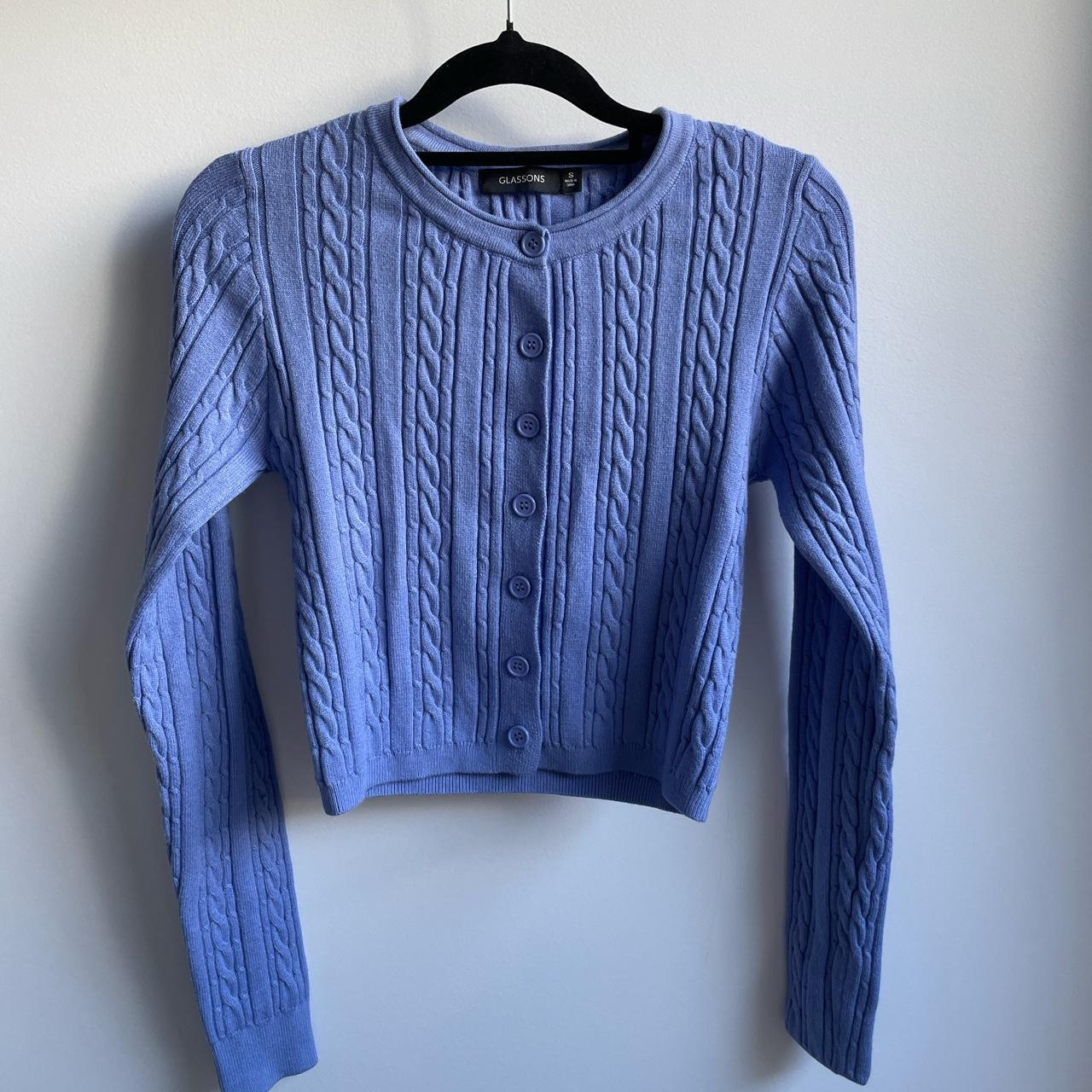 Glassons Blue Cable Knit Cardigan and Mini Skirt. In... - Depop