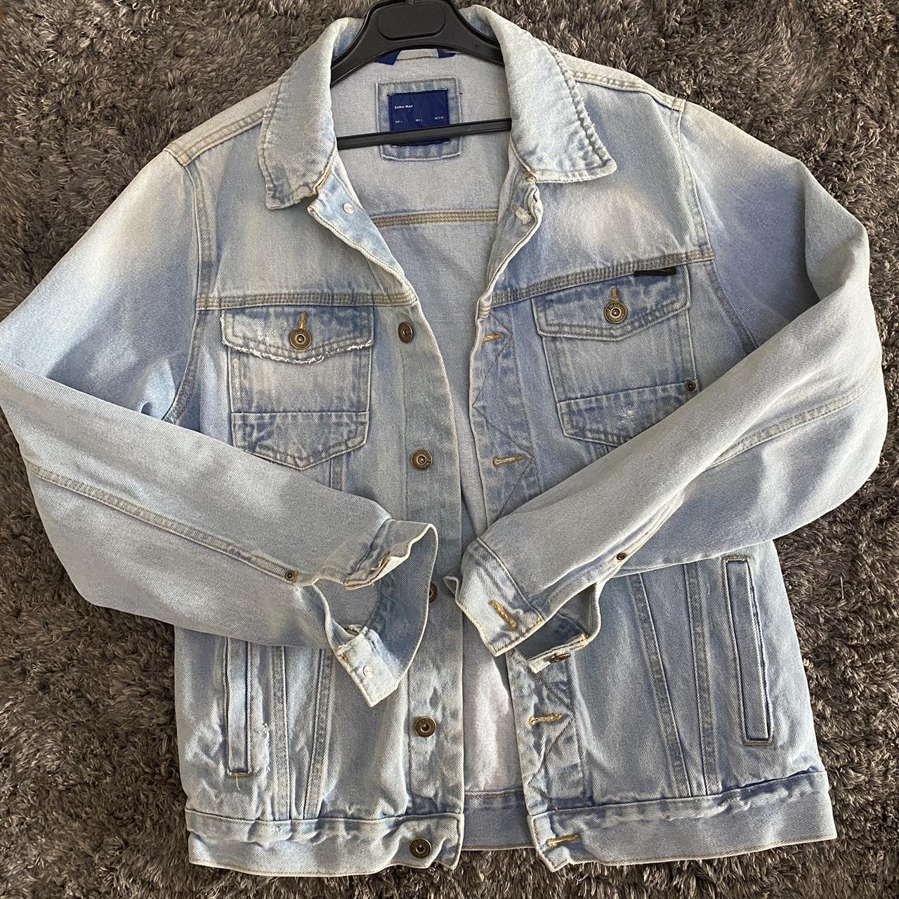 Zara Man Denim Jacket Size L, Fits M L Excellent - Depop