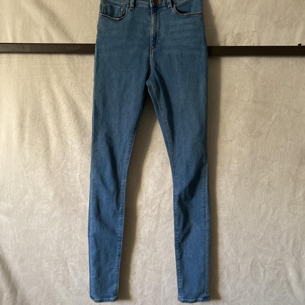 tall friendly, mid-rise blue skinny Depop