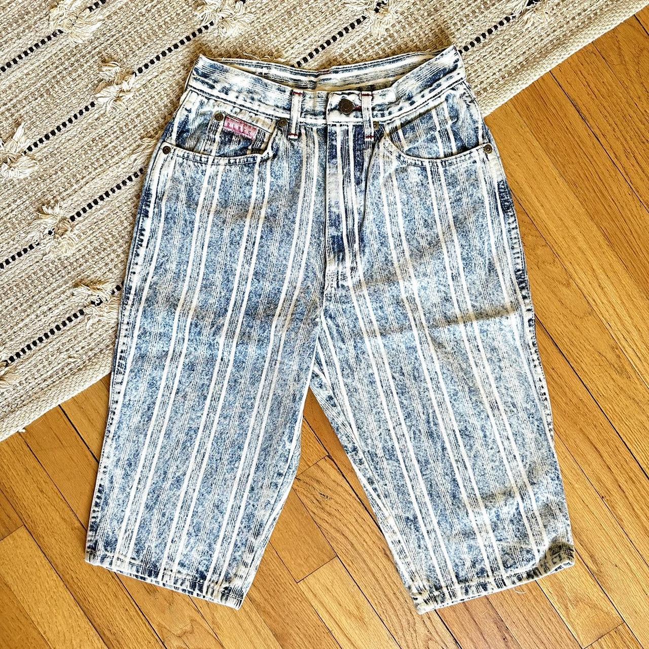 80's Acid Wash Shorts Mens Vintage 80s Striped Sunset Blues