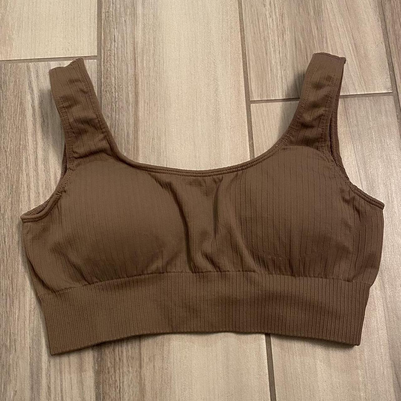 Super supportive brown sports bra with padding cups - Depop