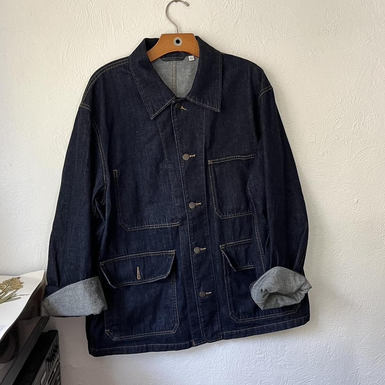 UNIQLO Men's Navy and Blue Coat | Depop