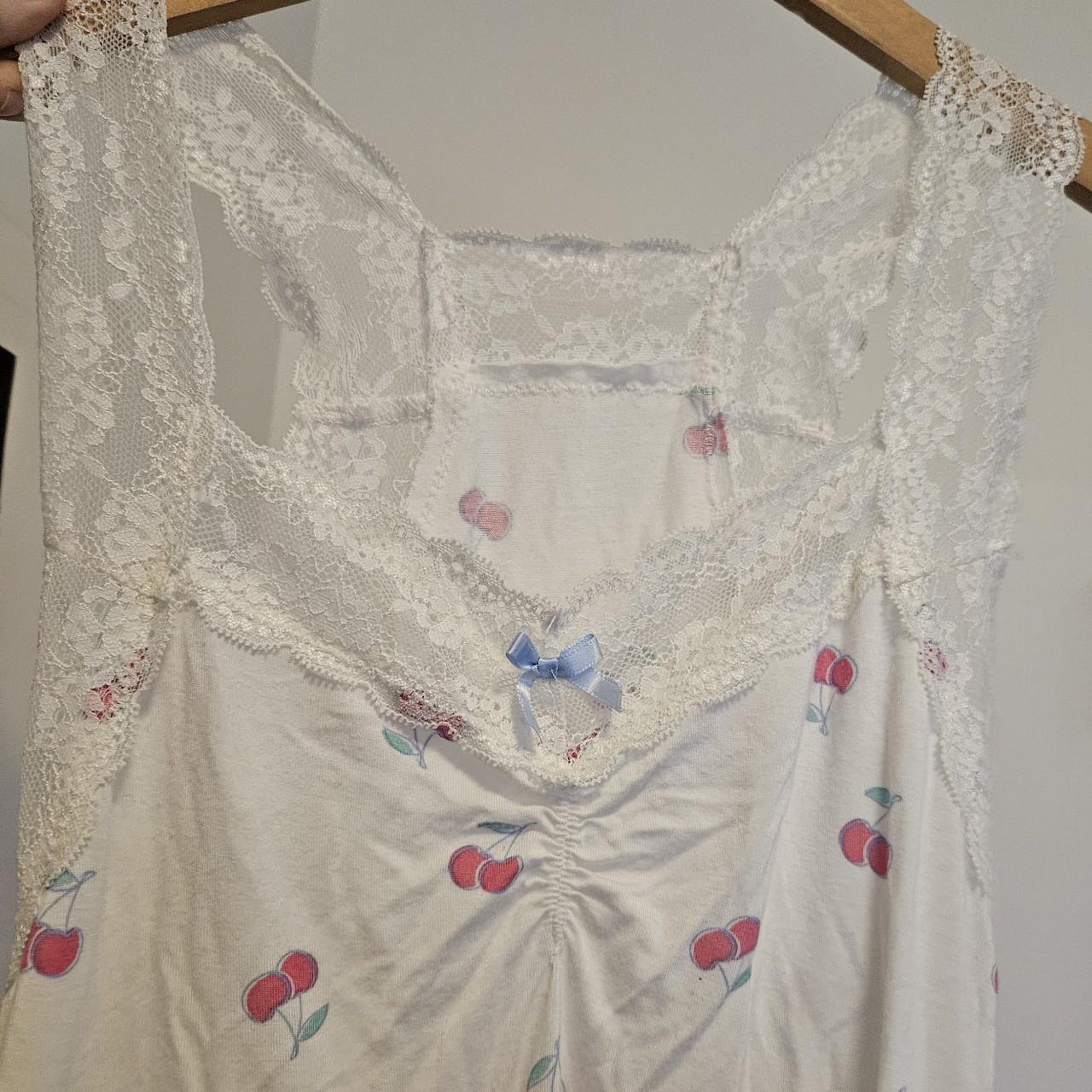 cherry Honeydew nightgown with blue bow details 🍒 ♡... Depop
